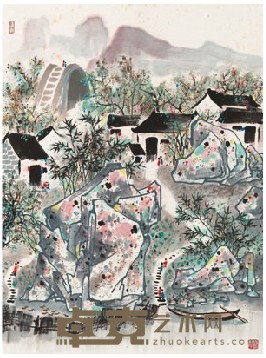 吴冠中 山村小景 立轴 91.5*68.5cm